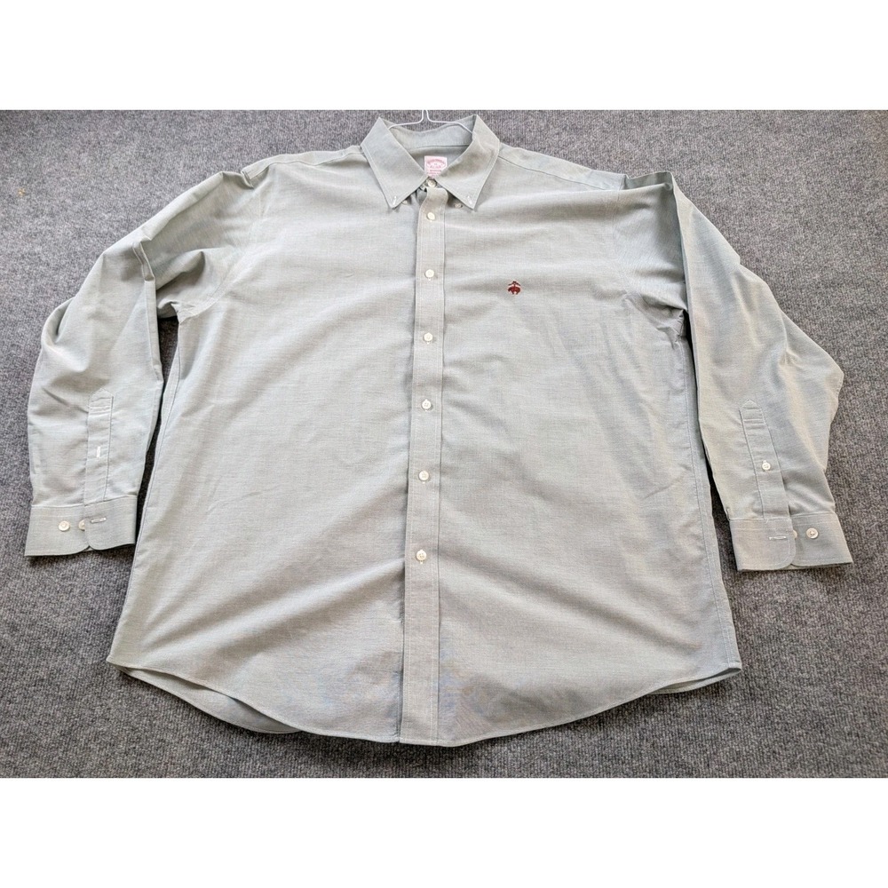 Brooks Brothers Madison Shirt Mens XL Sage Green Oxford Button Down Non-Iron L/S